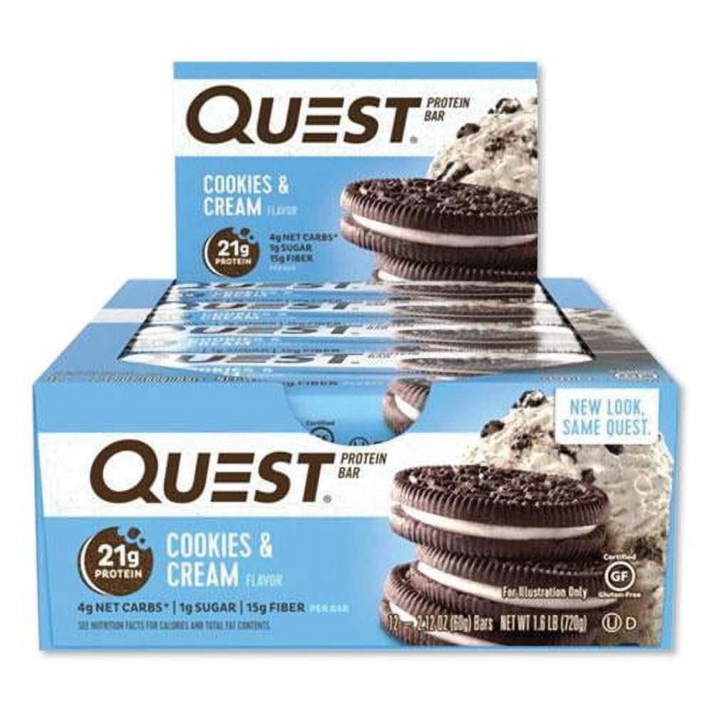 Quest Protein Bar, Cookies & Cream, 21g Protein, 12Ct