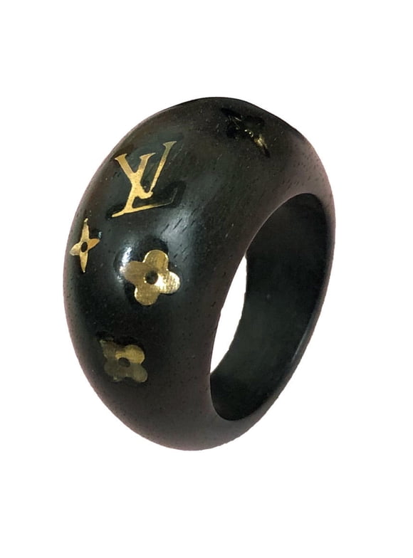 Pre-Owned Louis Vuitton Berg Sylvania Ring M65934 Wood Ring, Size L, Brown, 16 (Good)