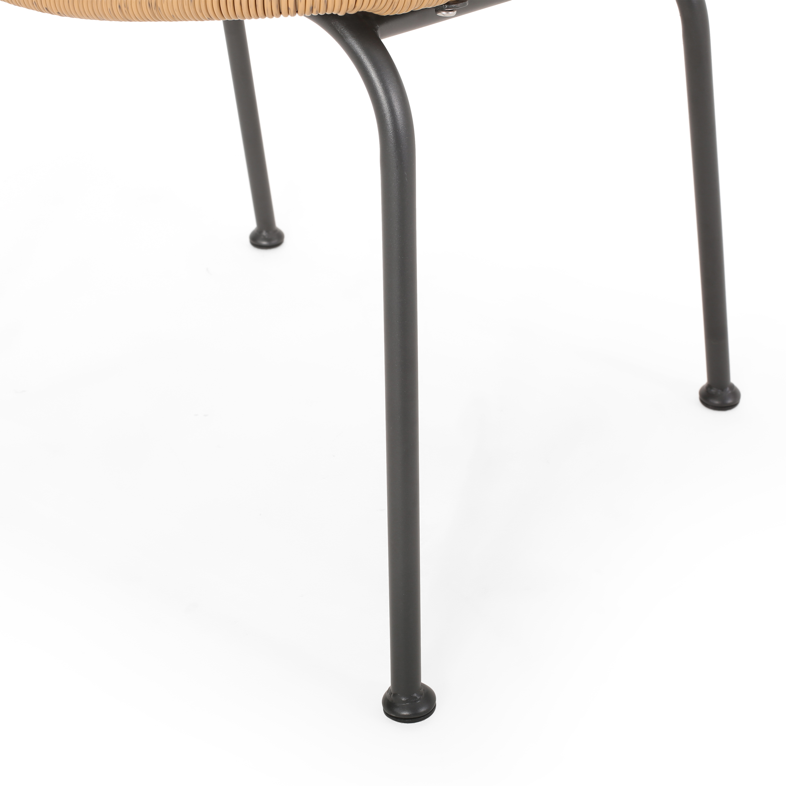 Kaceon Outdoor Boho Wicker 3 Piece Chat Set, Light Brown and Black