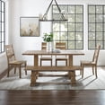Farmhouse Dining Set - 6 Piece Table, Chairs & Bench - Rustic Brown ...