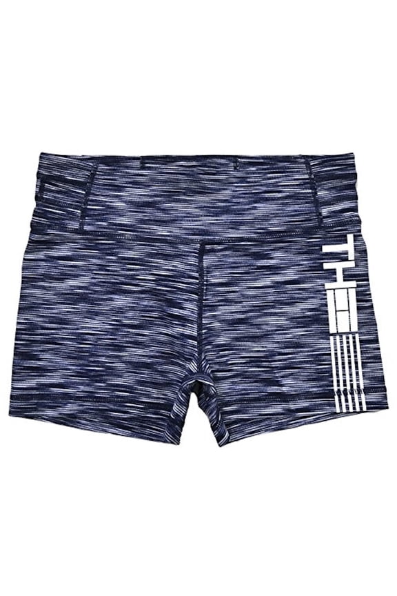 Womens Navy Heather Logo Active Wear Shorts Size: XS