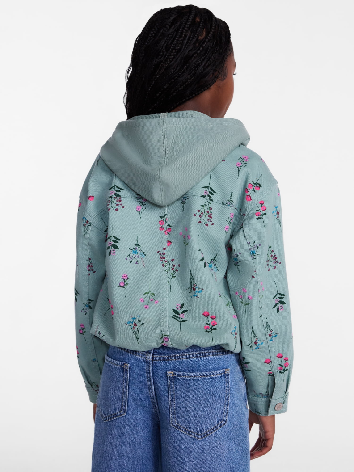Wonder Nation Girls Floral Print Bubble Jacket, Sizes 4-18 & Plus