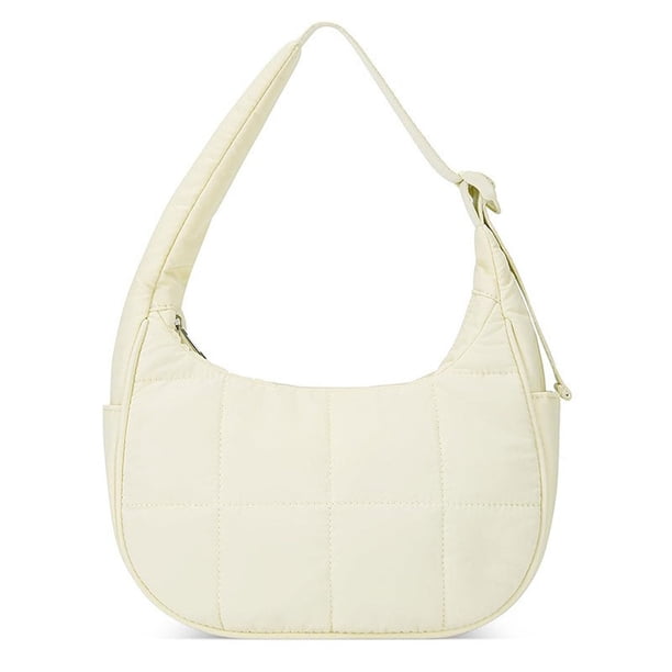 Bolso bandolera pequeño de nailon para mujer | Bolso de mano acolchado a cuadros con correa ajustable | Bolso bandolera ligero para uso diario, informal y formal | Cierre de cremallera seguro