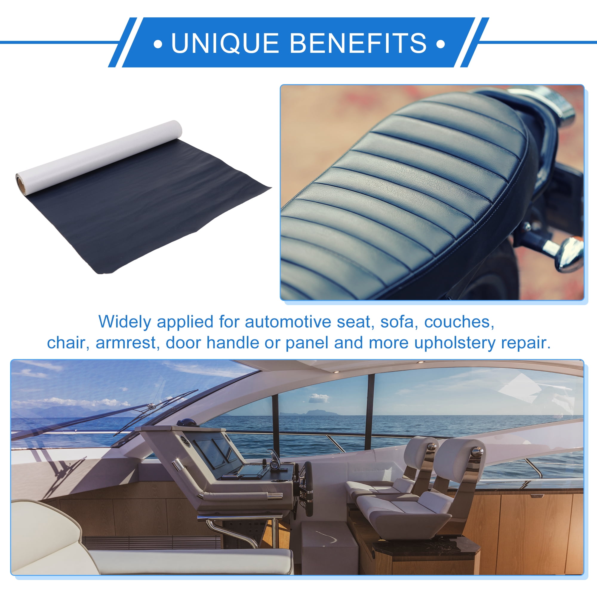 Unique Bargains Self Adhesive Leather Repair Patch Leather Repair Tape for Automotive Car Seat Sofa Couches Chair Interior Trim Dark Blue 40" x 16"