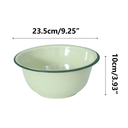 

Augper Nostalgic Chiness Style Enamel Rice Bowl Enamelware Classical Green Bowls Old-fashioned Classic Enamel mixing Bowl