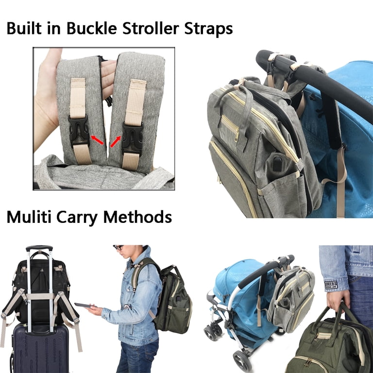 Convertible 3-in-1 Diaper Bag Backpack Waterproof Oxford Canvas with Changing TRANBO 3-in-1 Diaper Bag Backpack with Changing Station, USB  main image 3