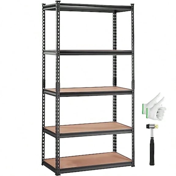 Storage Sheing Unit 5-Tier Adjustable 2000 lbs Capacity Heavy Duty Garage Shees Metal Organizer Utility Rack Black 36" L x 18" W x 72" H for Kitchen Pantry Basement Bathroom Laundry