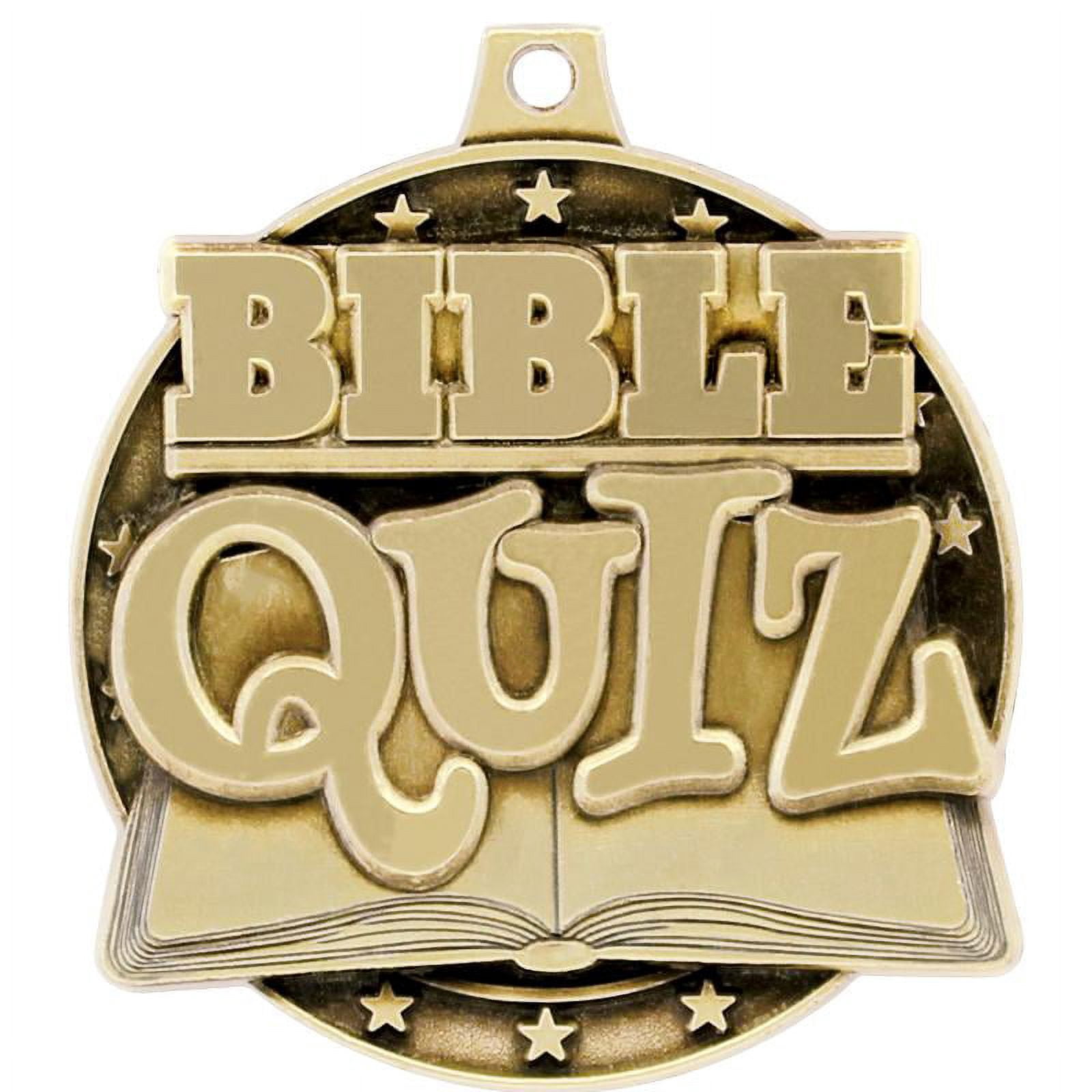 Bible Quiz Medals, 2" Gold Diecast Bible Quiz Medal Award 50 Pack
