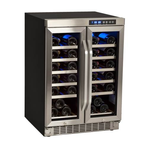 EdgeStar 36 Bottle BuiltIn Dual Zone French Door Wine Cooler Black/Stainless Steel Walmart