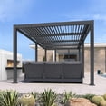 thumbnail image 3 of PURPLE LEAF 10' x 20' Louvered Aluminum Pergola Adjustable Roof with Integrated Drainage 70 Mph High Wind Resistant for Patio Deck Porch Yard, 3 of 9