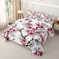 thumbnail image 3 of Homewish Ink Wash Cherry Blossoms Bed Spread Queen,Vintage Japanese Art Queen Coverlet Set,3-Piece, 3 of 7