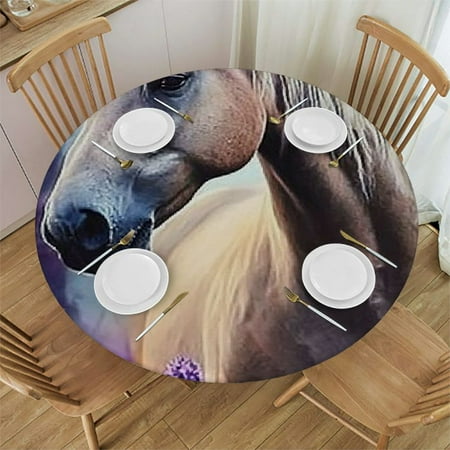 

Patifu Horse Flowers Forest Round Tablecloth Stain-Resistant Washable 100% Polyester Washable for Home Kitchen Outdoor Decoration Table Cloth 31 -35