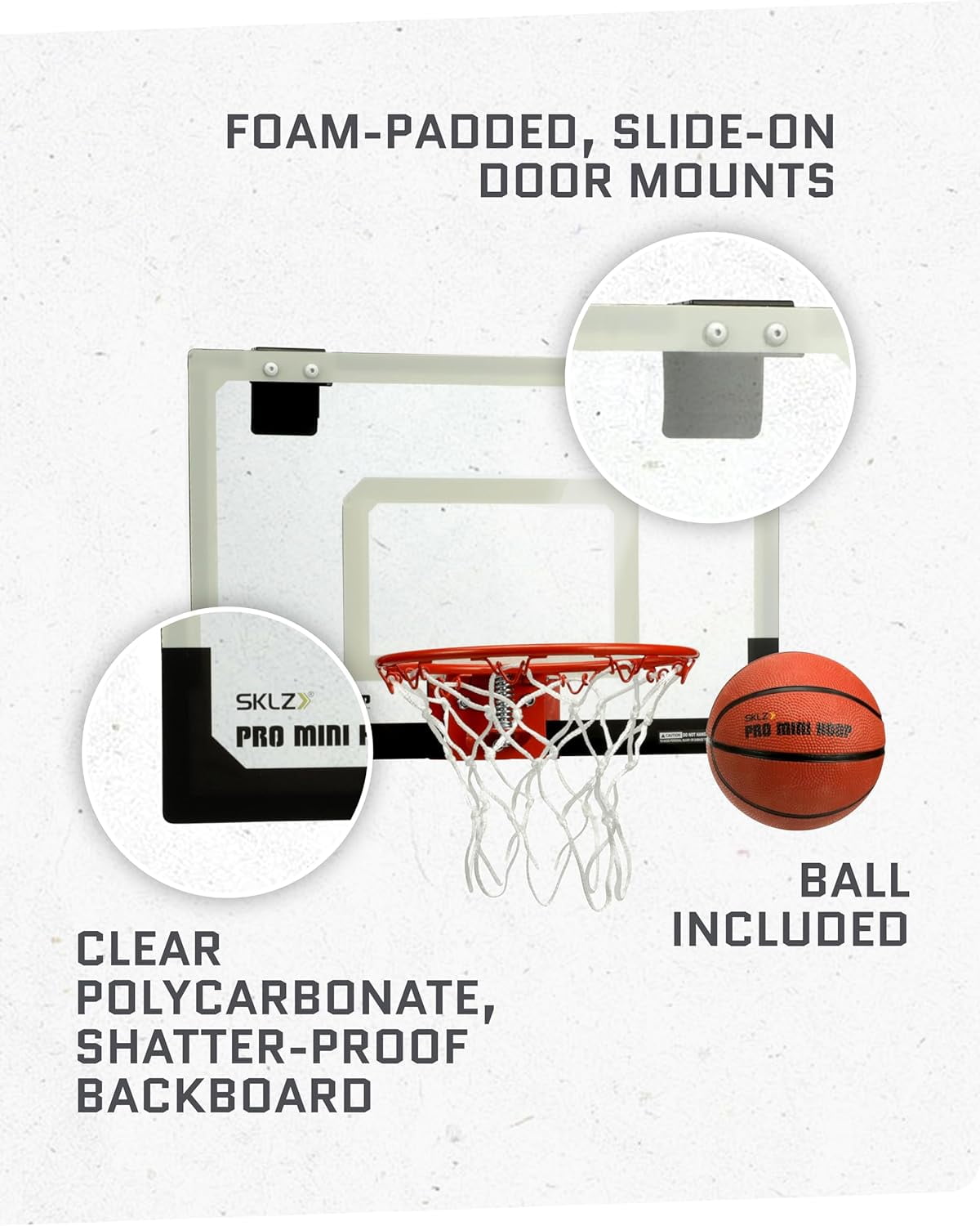 Pro Mini Indoor Basketball Hoop - Over The Door – Portable - Great For Home, Dorms, Offices, and Gifts