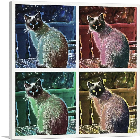 ARTCANVAS Siamese Cat Breed Collage Canvas Art Print - Size: 18" x 18" (0.75" Deep)