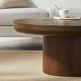 thumbnail image 7 of Kevinplus 35.98inch Round Coffee Table with Cylindrical Leg,Wood Veneer Tabletop Table,Rounded Sofa Side Table for living Room Office,Brown, 7 of 7