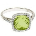thumbnail image 2 of Cushion-Cut Peridot and Diamond Cocktail Ring 14k White Gold (3.70cttw), 2 of 3