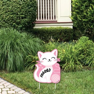 Purr-fect Kitty Cat - Outdoor Lawn Sign - Kitten Meow Baby Shower or Birthday Party Yard Sign - 1 Piece