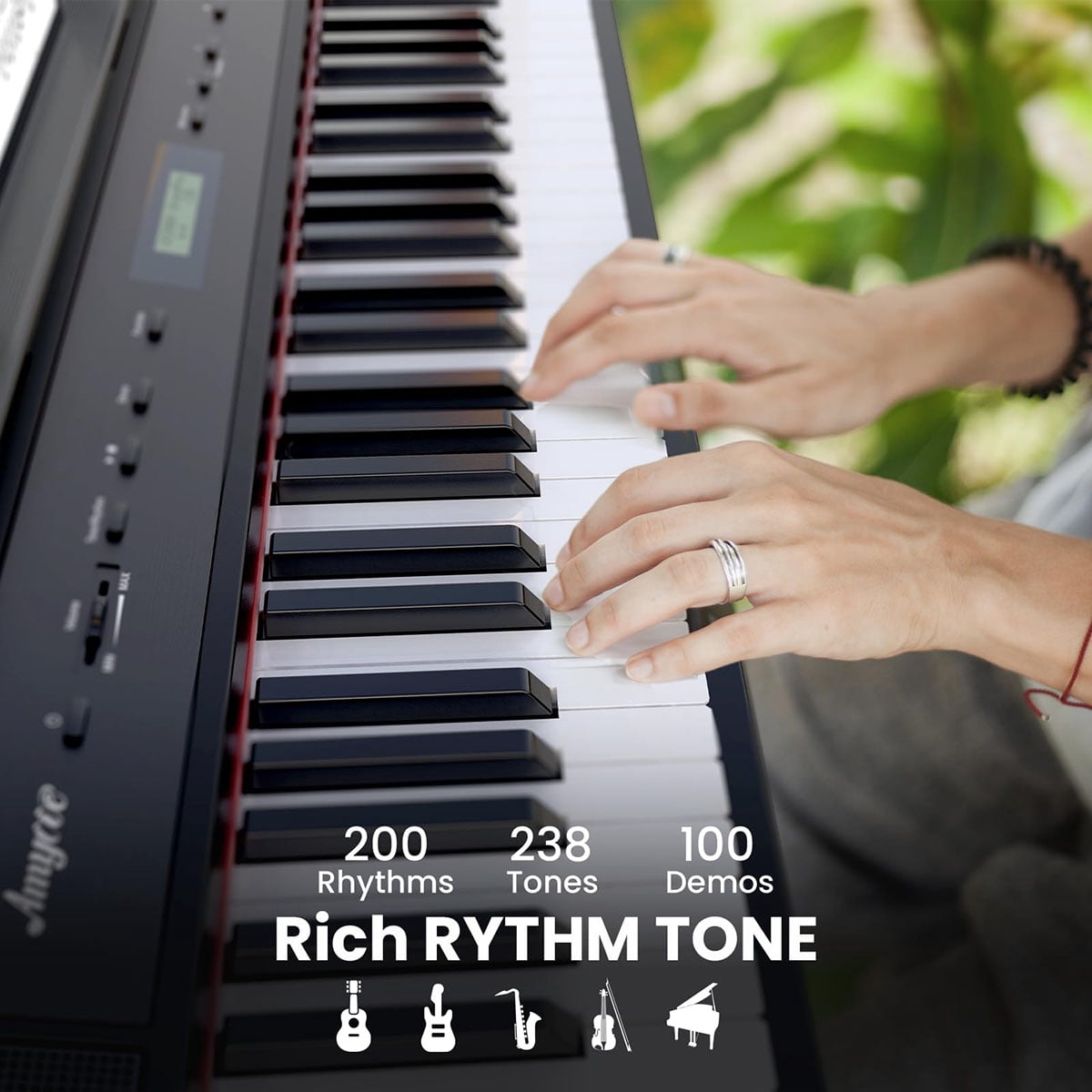 Ataucjin Portable Electric Keyboard Piano with Metal Pedal, 88-Key Weighted Digital Piano, Built-In Speakers – Full Size for Beginners and Professionals, Power Supply