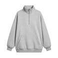 thumbnail image 5 of Horkkom Quarter Zip Pullover Women Long Sleeve Oversized Sweatshirt Casual Loose Sweatshirt with Pocket M, 5 of 9