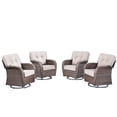 thumbnail image 2 of Unnifurnzi Outdoor Swivel Rocker Glider Chairs-High Back Outdoor Swivel Chairs Set of 4 Patio Furniture for Deck Porch Poolside Balcony-Brown/Beige, 2 of 7