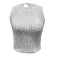 thumbnail image 4 of SNKSDGM Female Womens Ribbed Tank Top High Neck Women's Tank Tops Women Fashion Solid Sequin Casual Sexy Crewneck Sleeveless Vest S, 4 of 6