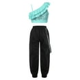 thumbnail image 2 of DPOIS Kids Girls Hip Hop Dance Outfits Sequine Crop Top with Jogger Pants Light Green 8, 2 of 7