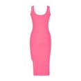 thumbnail image 4 of Women's Knit Dress， Sleeveless Ribbed Bodycon Midi Dress with Square Neck and High Slit， Summer Casual Dress, 4 of 5