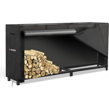 

Firewood Rack Outdoor 8ft with Cover Log Holder for Wood Storage Steel Made Holds Up to 4500lbs，Powder-coated Finish for Weather-resistant Anti-rust
