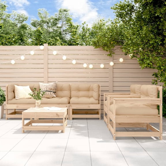 vidaXL Patio Furniture Set 6 Piece Outdoor Lounge Set with Cushions Solid Wood