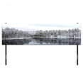 thumbnail image 3 of Woodland Headboard, Lake Surrounded by Snow Covered Trees on a Cold Winter Day in Finland Reflections, Upholstered Decorative Metal Bed Headboard with Memory Foam, King Size, White Brown, by Ambesonne, 3 of 4