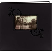 Pioneer Embossed Leatherette Post Bound Album 12"X12"-Black W/Floral