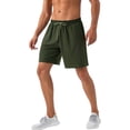 thumbnail image 3 of Active Men's Lightweight Athletic Training Shorts with Elastic Waistband and Adjustable Drawstring Fit - Medium, Olive Green, 3 of 7