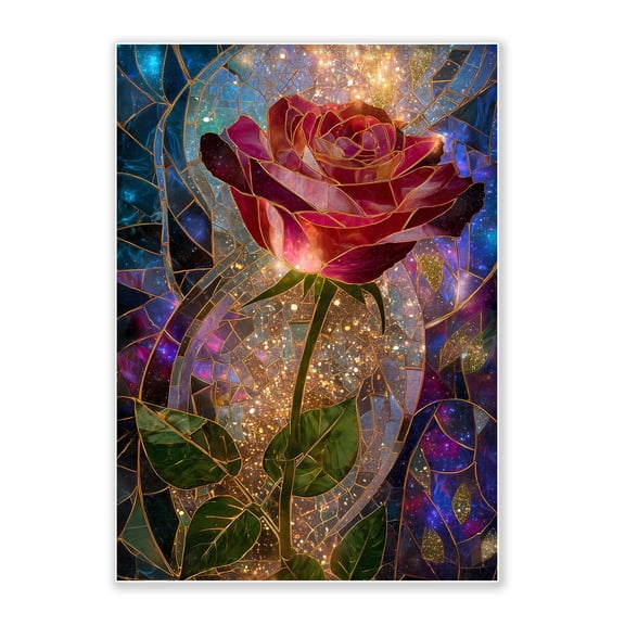 SXFVHN 500-Piece Adult Wood Jigsaw Puzzle, Stained Glass Rose Scene – Intellectual Challenge, High-Difficulty, Stress-Relieving Family Activity, Home Decoration, Eco-Friendly, 20.5x15in