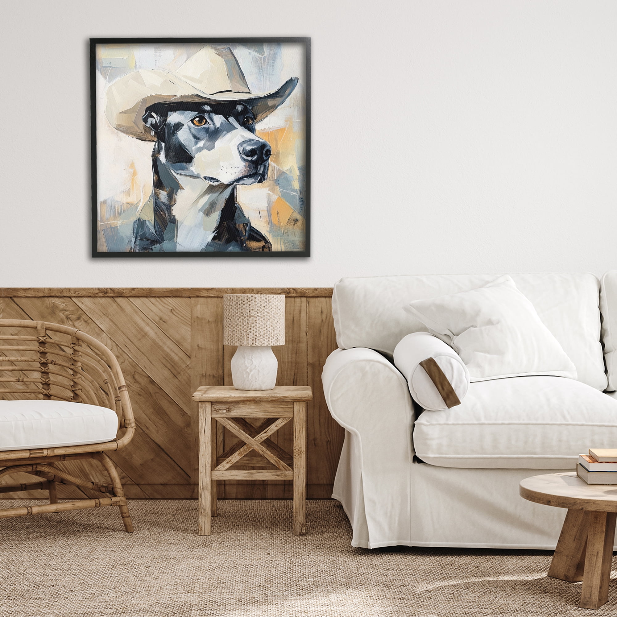 Stupell Industries Deputy Dog Cowboy Hat Black Framed Giclee Art, design by Tina LeCour