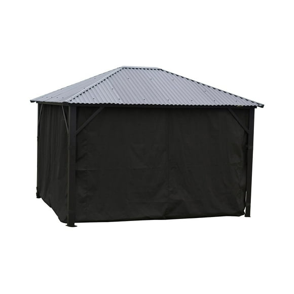 F. Corriveau International - Curtain for Gazebo 12' x 16', Water resistant, Black
