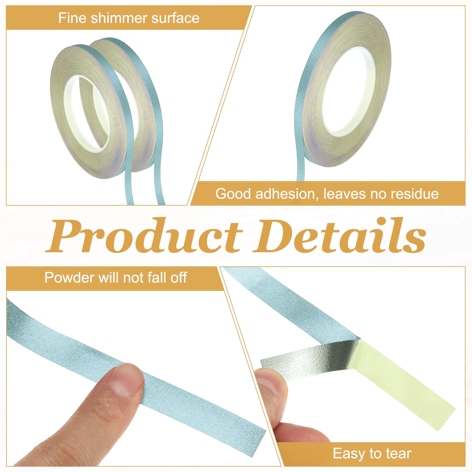 Uxcell 3Roll Glitters Washi Tape, 0.2/0.4/0.6 Inch (W) x 55 Yards (L) Sparkling Decorative Washi Tape Self Adhesive for DIY Crafts, Gift Wrapping, Scrapbook, Party Decorations, Light Blue