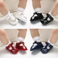 thumbnail image 2 of Baby Girls Mary Jane Flats with Bownot Non Slip Soft Sole PU Leather Newborn Infant Toddler First Walker Cirb Dress Shoes, 2 of 7