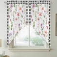 thumbnail image 5 of Spring Summer Wildflower Swag Valances for Windows 2 Pack Eucalyptus Leaves Black Plaid Swag Kitchen Curtains 36 Inches Long Rod Pocket Short Window Treatment for Kitchen Bathroom 36"x36", 5 of 9