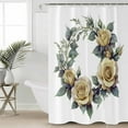 thumbnail image 2 of Extra Long Shower Curtain 72x84 Inch, Yellow Flower Shower Curtain Waterproof Bathroom Decor Vintage Rose Floral Watercolor Green Leaf Fabric Bath Curtain Set Accessories with Hooks, 2 of 6