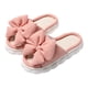 thumbnail image 5 of Pantuflas de punta abierta con piso de madera para el hogar, dulces, para las cuatro estaciones, con lazo tridimensional de color sólido y suela gruesa, 5 of 6