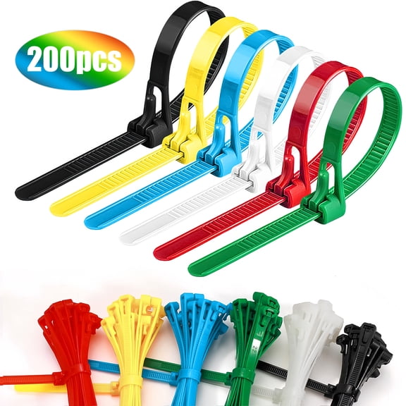 200pcs Zip Cable Ties, EEEkit Multicolor Heavy Duty Nylon Wire Ties for Home, Office & DIY, 100lbs