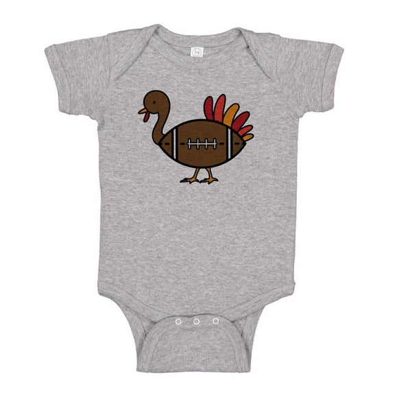 TeesAndTankYou Turkey Football Thanksgiving Baby Onesie Infant One Piece Bodysuit Newborn Heather Grey
