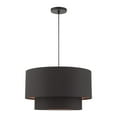 thumbnail image 4 of Livex Lighting 45618-04 Collection Sentosa Suspension à 3 Lumières avec Abat-Jour en Tissu Rigide Noir et Orange, Noir, 4 of 15