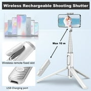 TONEOF 67in White Phone Tripod Selfie Stick with Remote control Portable for 4-7” iPhone and Android