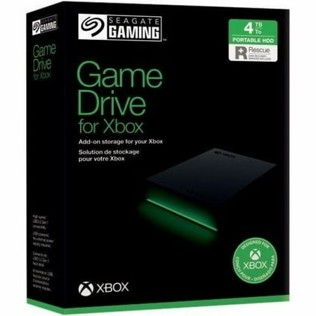 Seagate Game Drive for Xbox 5TB External USB 3.2 Gen 1 Portable Hard Drive with Green LED Bar - Black