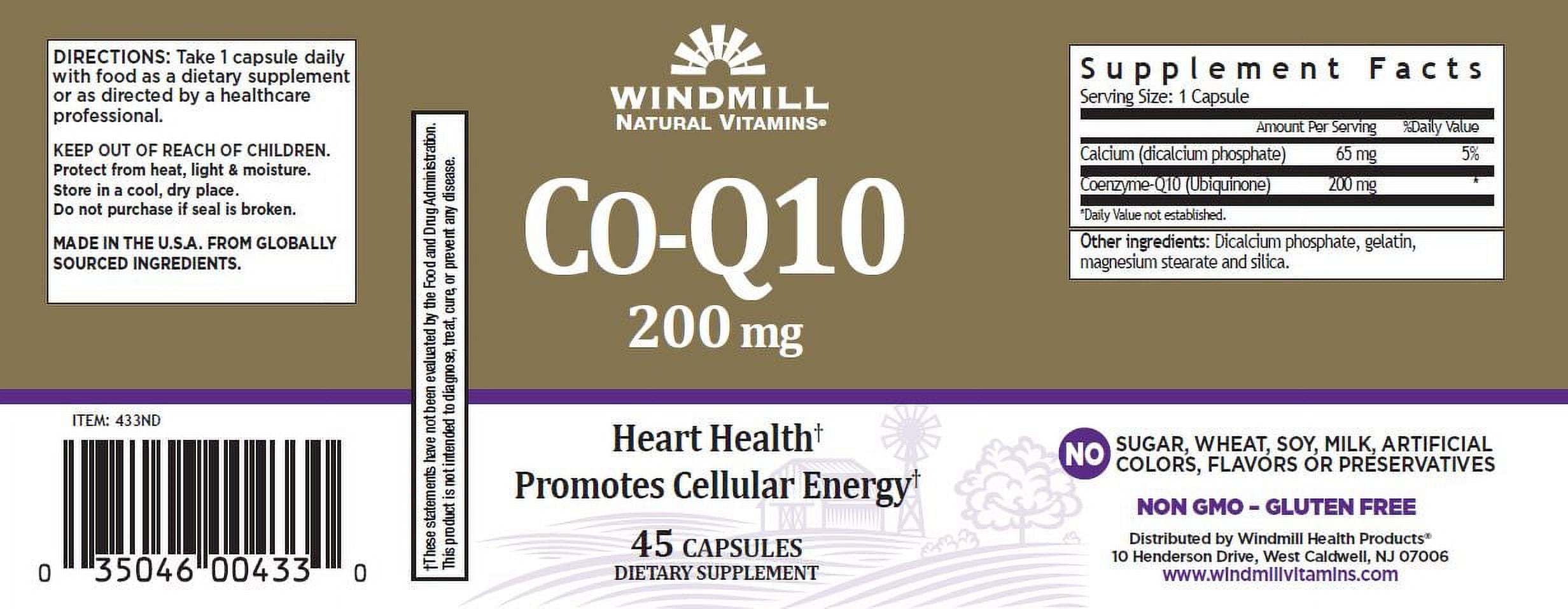 2 Pack - Windmill CoQ10 200 mg Capsules 45 Capsules