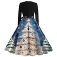 thumbnail image 4 of Christmas Dresses for Women Women's Fashion Vintage Long Sleeve Round Neck Christmas Printed Evening Party Dresses for Formal Event,Beige,L, 4 of 4
