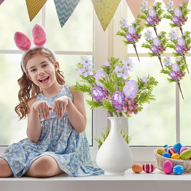 Decoraciones de Pascua, adornos de Pascua, regalos de Pascua, tapones para huevos de Pascua, huevos de Pascua de espuma, vegetación decorativa, adornos de escritorio para el hogar, accesorios, juego d