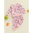 thumbnail image 3 of Suealasg Toddler Baby Girls 2Pcs Halloween Clothes Long Sleeve Crew Neck Floral Ghost Print Tops Pants 6M 1T 2T 3T Infant Fall Halloween Outfit, 3 of 8