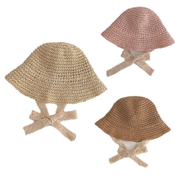 HuangHuanChen Crochet Bucket Hat for Women Beach Straw Hats for Women Foldable Summer Wide Brim Packable Sun Hat Womens Travel Straw Fedora Hat For Women Teen Beige B